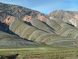 Vertical Layers of Rock near Tres Cruces in Jujuy Province in Argentina 1