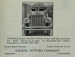 Fageol Motor Company truck ad in The Film Daily, Jan-Jun 1926 (page 677 crop)