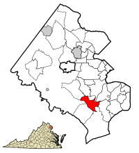 Location of Newington in Fairfax County, Virginia