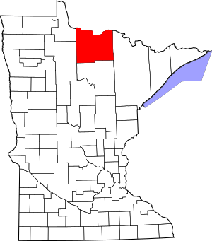 Map of Minnesota highlighting Koochiching County