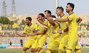 Naft Masjed Soleyman players celebrating promotion to the PGL