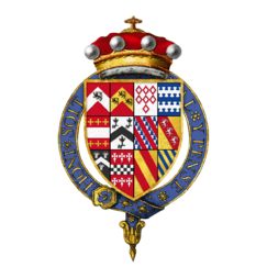 Quartered arms of Sir Henry Brooke, 11th Baron Cobham, KG