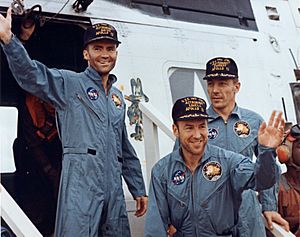 The Apollo 13 crew following recovery