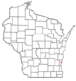 Location of Town of Port Washington in Ozaukee County, Wisconsin.