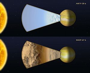Cloudy versus clear atmospheres on two exoplanets
