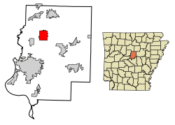 Location of Greenbrier in Faulkner County, Arkansas.