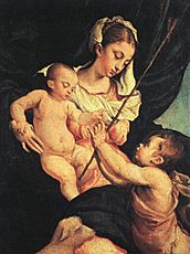 Jacopo Bassano - Madonna and Child with St John the Baptist, 1570, oil on canvas, Galleria degli Uffizi, Florence