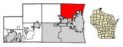 Location of Somers in Kenosha County, Wisconsin