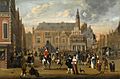La plaza del mercado de Haarlem durante una fiesta, por Cornelis Beelt