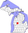 State map highlighting Mecosta County
