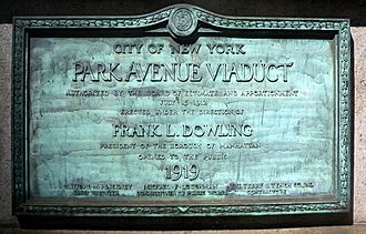 Park Avenue Viaduct plaque 1919 jeh