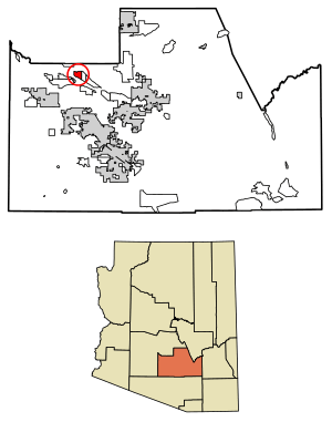 Location of Stotonic Village in Pinal County, Arizona.