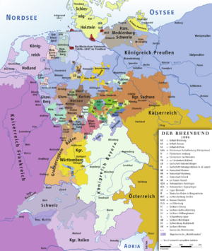 Rheinbund 1806, political map