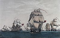 British convoy of sixty-three ships and all but eight ships captured by Spanish and French under Cordova