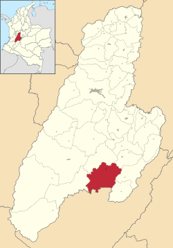 Location of the municipality and town of Natagaima in the Tolima Department of Colombia.