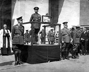 Field Marshal Herbert Plumer (Field Marshal Lord Plumer at the unveiling of the Menin Gate memorial, Belgium, 24 July 1927) (19893076515) (cropped)