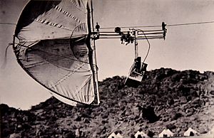 Henry Wellcome's photographic automatic kite trolley aerial camera deivce used at Jebel Moya, Sudan, 1912-1913. Unknown photographer. The Wellcome Collection, London