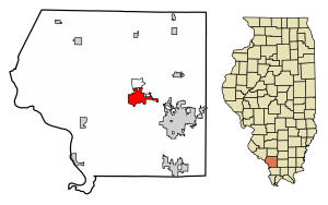 Location of Murphysboro in Jackson County, Illinois