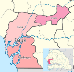 Map of the departments of the Fatick region of Senegal