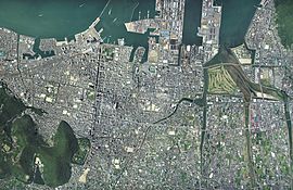 Takamatsu city center area Aerial photograph.2007