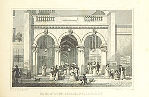 Burlington Arcade, Piccadilly - Shepherd, Metropolitan Improvements (1828), p283
