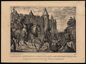 D. Sancho aceitando a capitulação aos mouros de Silves, os salva depois do furôr das tropas vencedoras