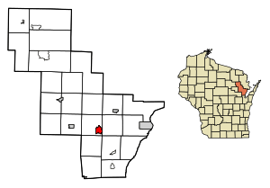 Location of Oconto Falls in Oconto County, Wisconsin.