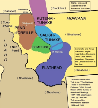 Territory of some plateau tribes in Montana at the time they got the first horses