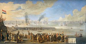 The Battle of Livorno (Leghorn) march 14 1653 (Johannes Lingelbach, 1660)