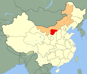 Ordos City (red) in Inner Mongolia (orange) and China