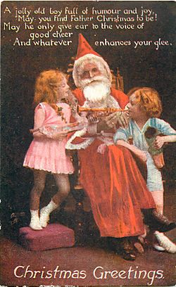 Father Christmas, Tuck Photo Oilette postcard 1919, front