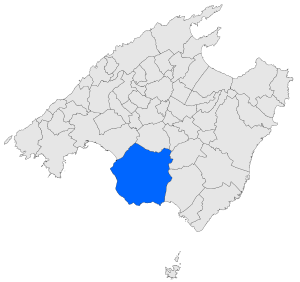 Location of Llucmajor in Mallorca