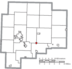 Location of Lore City in Guernsey County