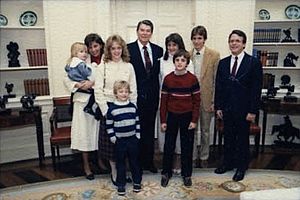 Mike DeWine and family pose with Ronald Reagan