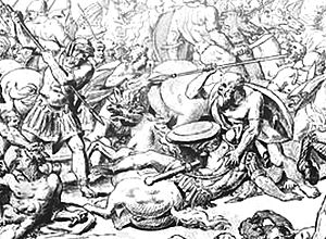 Battle of Potidaea Socrates saving Alcibiades (detail)