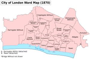 City of London Ward Map, 1870
