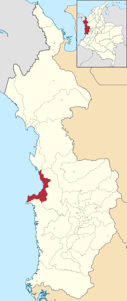 Location of the municipality and town of Nuquí in the Chocó Department of Colombia.
