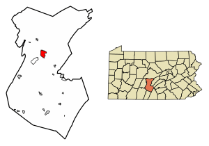 Location of Huntingdon in Huntingdon County, Pennsylvania