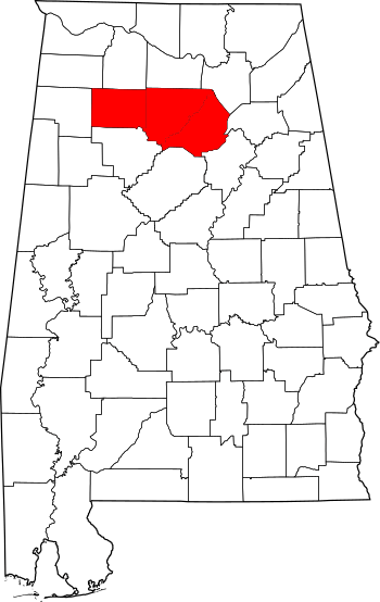 Map of Alabama highlighting Winston County as of 1861