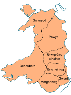 Map of Mediaeval kingdoms of Wales c.1093