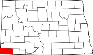 Map of North Dakota highlighting Bowman County