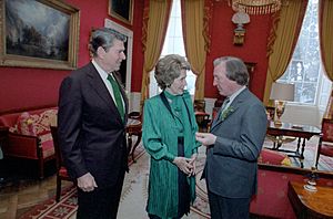 President Ronald Reagan and Nancy Reagan with Charles Haughey