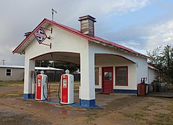 A restored Skelly filling station on Main Street in Skellytown.