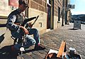 Richard Deegan, piper, Salamanca Place, Hobart, 1995