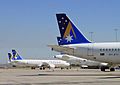 Several Airbus A320 of Ansett Australia parked at Melbourne Airport