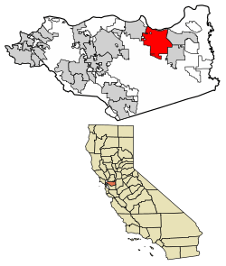 Location of Antioch in Contra Costa County, California