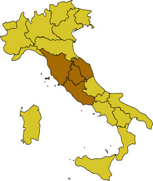 Map of Italy, highlighting Central Italy