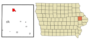 Location within Jones County and Iowa