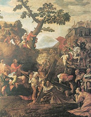 Polidoro da Caravaggio Camino del Calvario Oleo sobre tabla 1533 Museo di Capodimonte