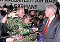 President Clinton greets the crowd at Spangdahlem Air Base